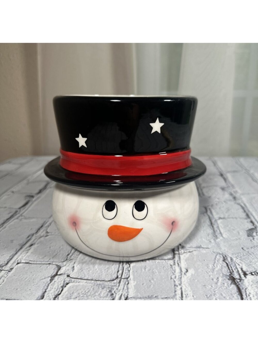 Edible Arrangements Snowman with Top Hat ceramic centerpiece planter bowl 2015